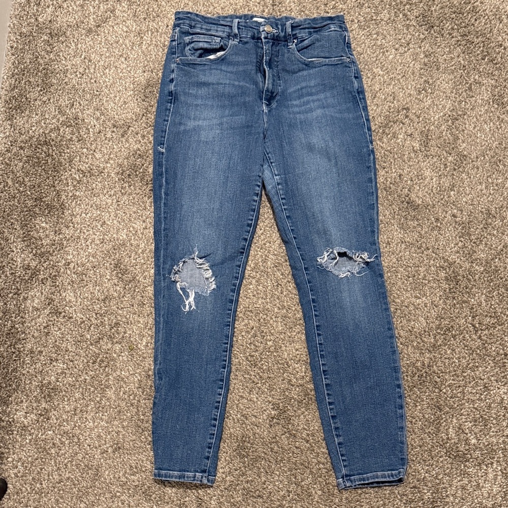 Good American Blue Distressed Skinny Jeans